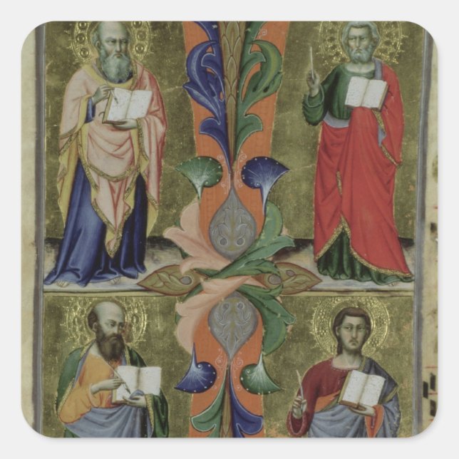 Four Evangelists, 14th century (vellum) Square Sticker (Front)