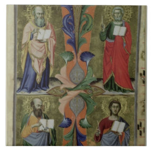 Four Evangelists, 14th century (vellum) Tile