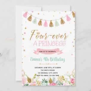 Four Ever a Princess  birthday invitation
