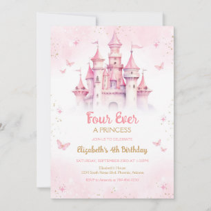 Four Ever A Princess Castle 4th Birthday Invitation