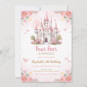 Four Ever A Princess Castle 4th Birthday Invitation