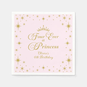 Four Ever a Princess Gold Princess 4th Birthday Napkin