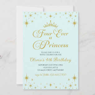 Four Ever a Princess Royal 4th Birthday Invitation