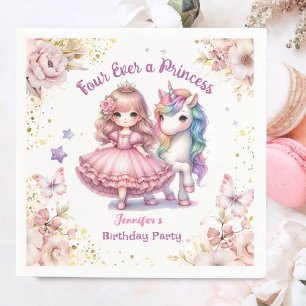 Four Ever A Princess Unicorn 4th Birthday Party Napkin