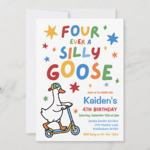 Four Ever A Silly Goose Boy 4th Birthday Party Invitation