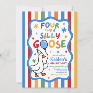 Four Ever A Silly Goose Boy 4th Birthday Party Invitation