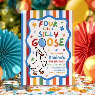 Four Ever A Silly Goose Boy 4th Birthday Party Invitation