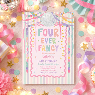 Four Ever Fancy Whimsical Girl 4th Birthday Party Invitation