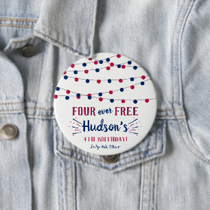Four Ever Free! 4th Of July 4th Birthday Party 10 Cm Round Badge