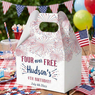 Four Ever Free! 4th Of July 4th Birthday Party Favour Box
