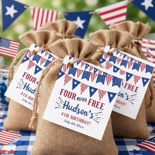 Four Ever Free! 4th Of July 4th Birthday Party Favour Tags