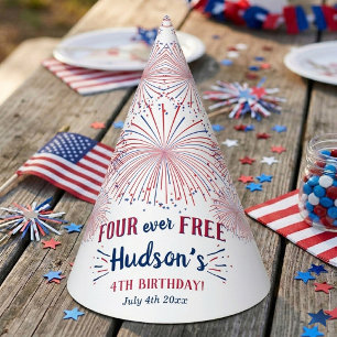 Four Ever Free! 4th Of July 4th Birthday Party Hat