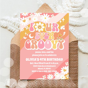 Four Ever Groovy Birthday Invitation