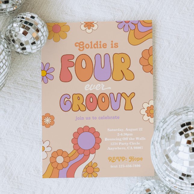 Four Ever Groovy Birthday Invitation (Creator Uploaded)