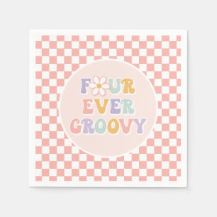 Four Ever Groovy Pink Daisy Chequered Napkin