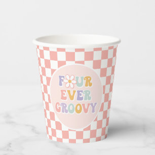 Four Ever Groovy Pink Daisy Chequered Paper Cups
