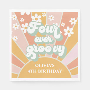 Four Ever Groovy Retro Sunshine Daisy birthday Napkin