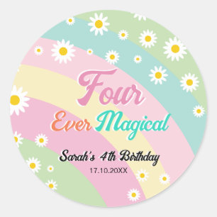 Four Ever Magical Fourth Birthday Daisy Classic Round Sticker