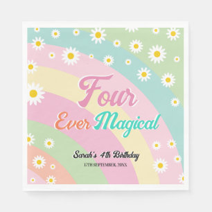 Four Ever Magical Fourth Birthday Daisy Napkin
