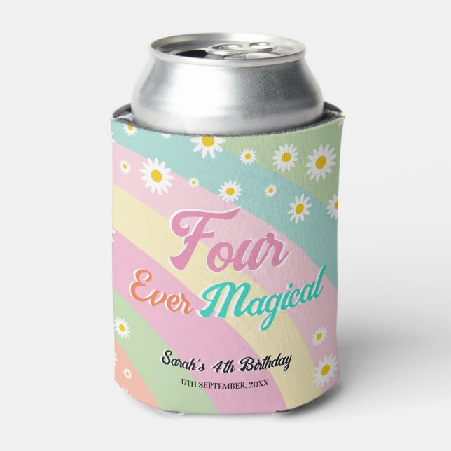 Four Ever Magical Groovy Fourth Birthday  Can Cooler (Can Front)