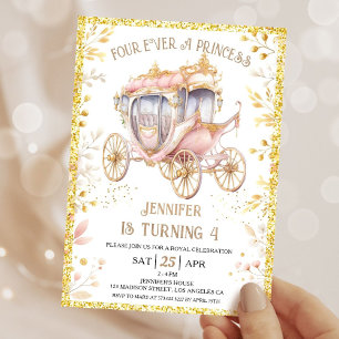 Four Ever Princess Carriage Princess 4th Birthday Invitation