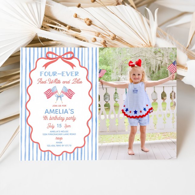 Four-ever Red White and Blue Invitation (Creator Uploaded)