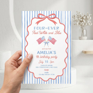 Four-ever Red White and Blue Invitation