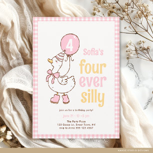 Four Ever Silly Goose Girl 4th Birthday Invitation