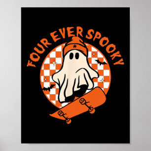 Four Ever Spooky 4th Birthday Halloween Skateboard Poster
