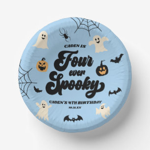 Four Ever Spooky Blue Halloween 4th Birthday Party Paper Plate