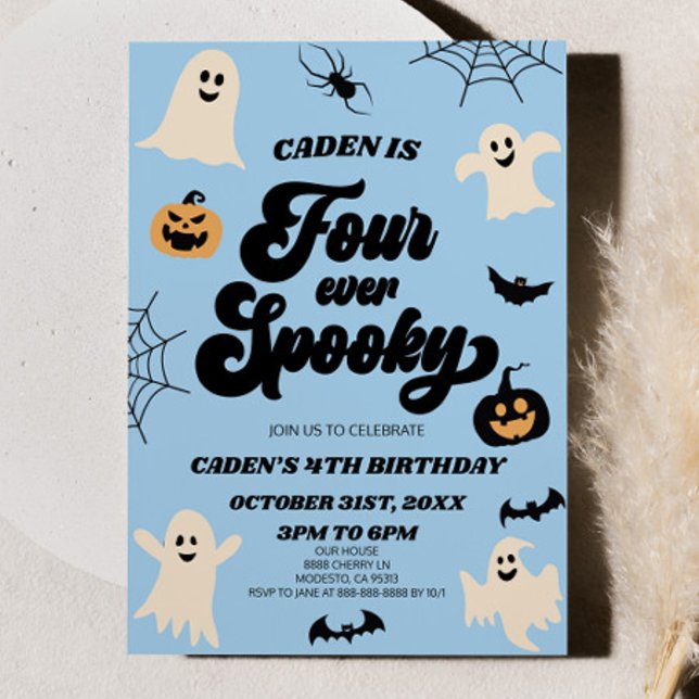Four Ever Spooky Fourth 4th Birthday Party Invitation (Creator Uploaded)