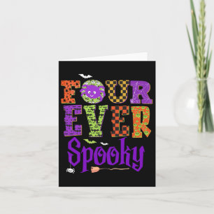 Four Ever Spooky Ghost Halloween 4th Birthday Part Card