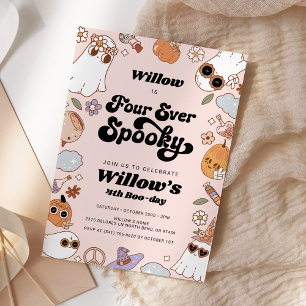 Four Ever Spooky Groovy Halloween Birthday Invitation