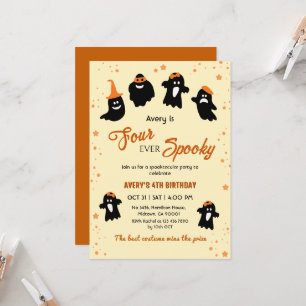 Four ever Spooky Halloween 4th Birthday Ghost  Invitation