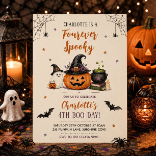 Four Ever Spooky Halloween 4th Birthday Party Invitation