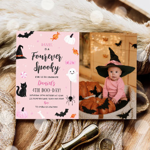 Four Ever Spooky Halloween 4th Birthday Photo Invitation