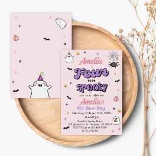 Four ever Spooky Halloween 4th Girl Birthday Invitation