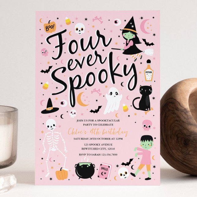Four Ever Spooky Halloween Birthday Invitation (Creator Uploaded)