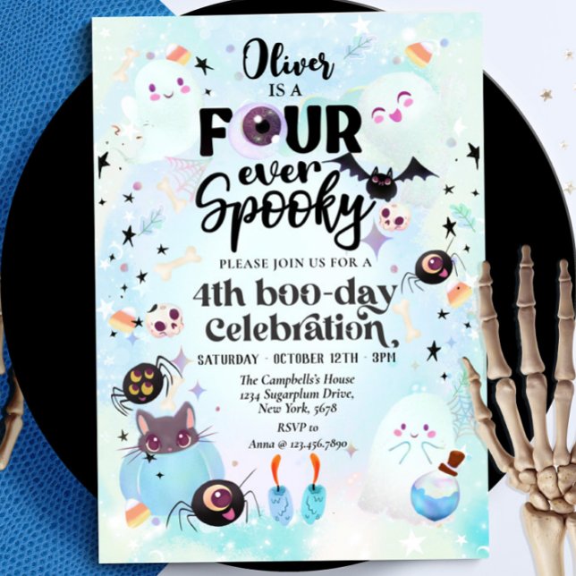 Four ever Spooky Halloween Ghost  Invitation (Creator Uploaded)