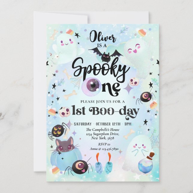 Four ever Spooky Halloween Ghost  Invitation (Front)