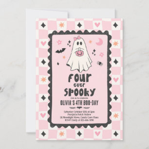 Four Ever Spooky Halloween Girl Ghost 4th Birthday Invitation