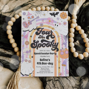 Four Ever Spooky Halloween Groovy Ghost Birthday Invitation