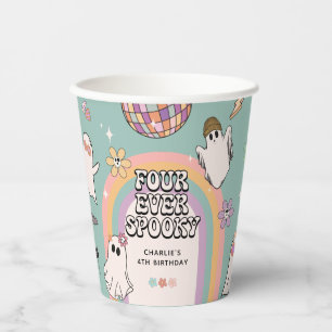 Four Ever Spooky Retro Halloween 4th Birthday  Paper Cups