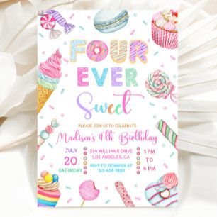 Four Ever Sweet Birthday Invitation, Candy Sweet  Invitation