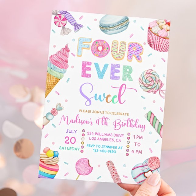 Four Ever Sweet Birthday Invitation, Candy Sweet  Invitation (Creator Uploaded)