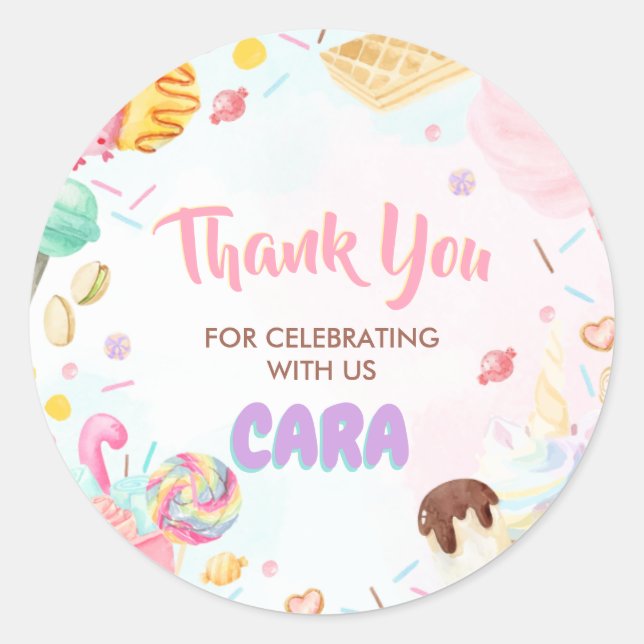 Four Ever Sweet Birthday Party Classic Round Sticker (Front)