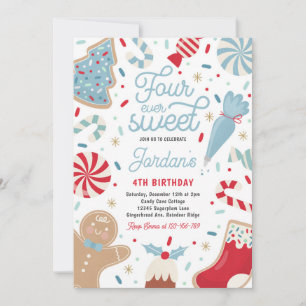 Four Ever Sweet Christmas Cookie Birthday Party  Invitation