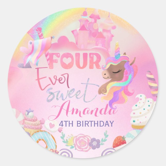 four ever sweet classic round sticker (Front)