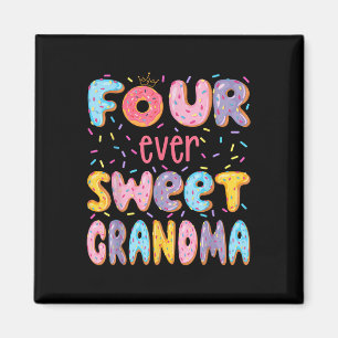 Four Ever Sweet Grandma 4th Birthday Girl Doughnut Magnet