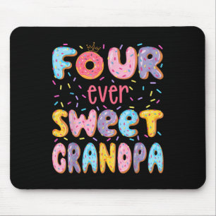 Four Ever Sweet Grandpa 4th Birthday Girl Doughnut Mouse Pad